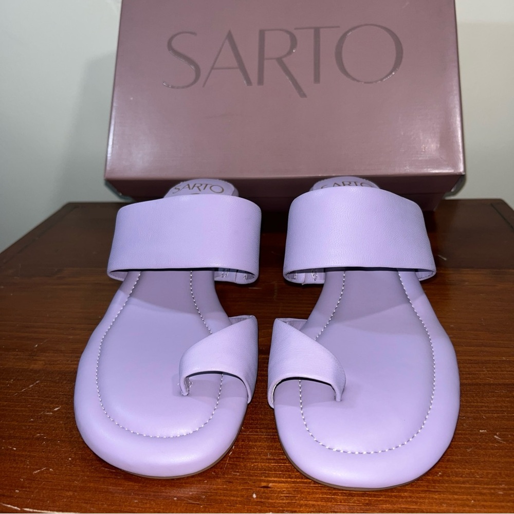 Women's Franco Sarto Soft Leather Lavender Sandals - Picture 3 of 8